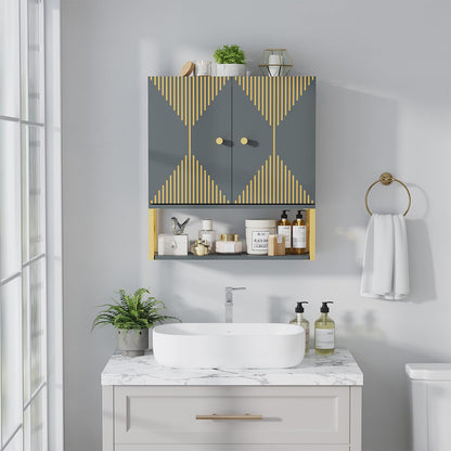 VOXANOXI Wall-Mount Bathroom Storage Cabinet with Shelves