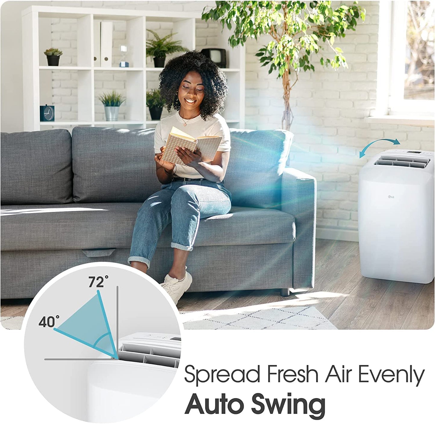 LG 7000 BTU Portable Air Conditioners [2023 New] Wheels for Easy Install & Mobility LCD Display Remote Control Cools 300 Sq.Ft 3-in-1 function Timer AC Unit Home Room White LP0723WSR