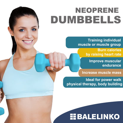 Neoprene Coated Dumbbells, 4 LB Pair