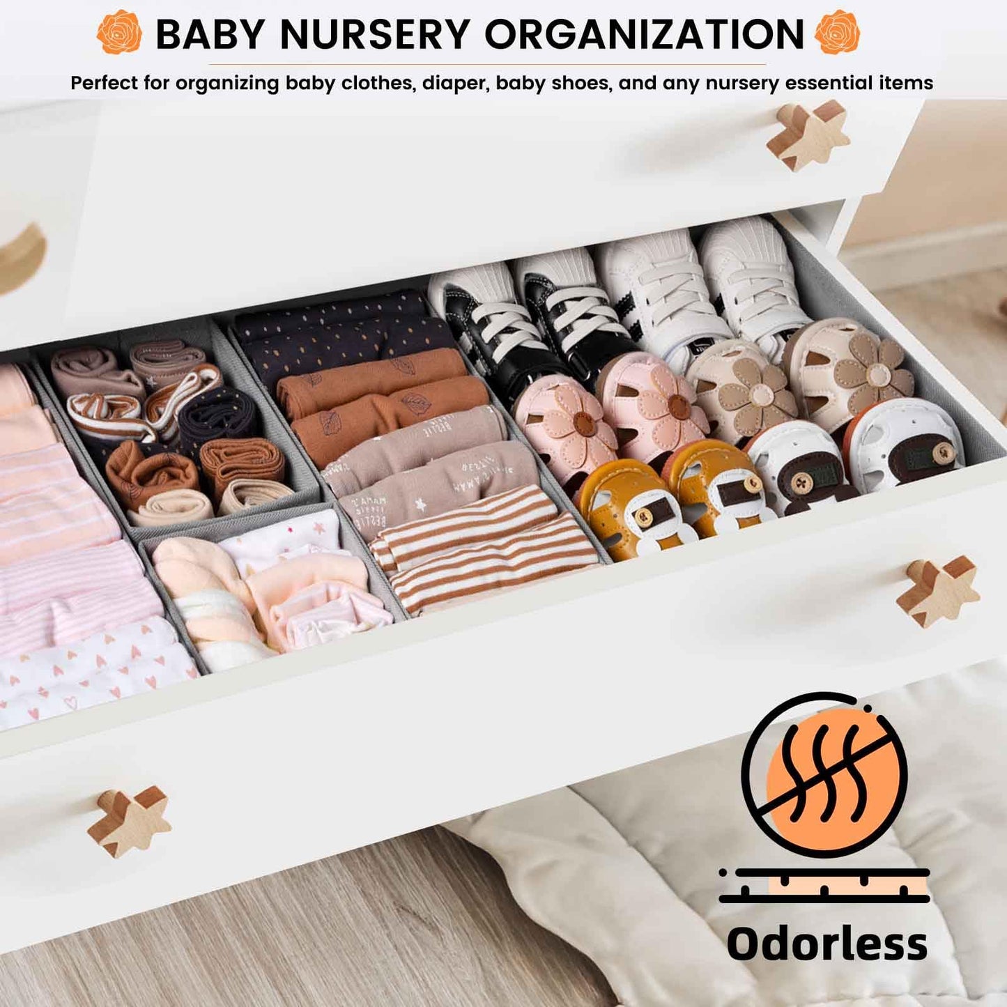 20 Pack Fabric Drawer Organizer Bins - Grey