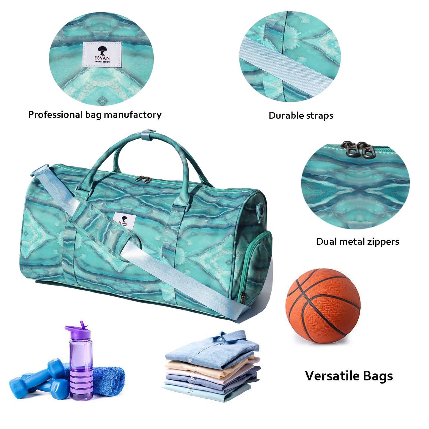 Water Resistant Duffel Bag for Gym Travel