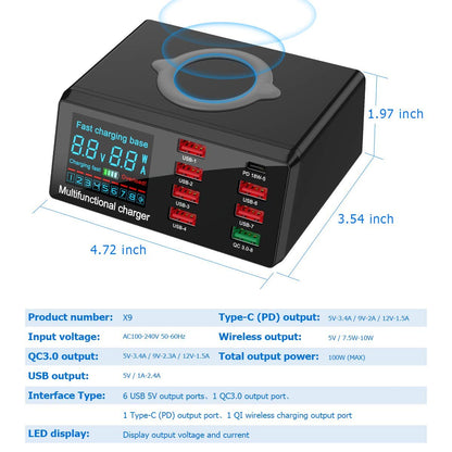 Charging Station for Multiple Devices, 100w 6-Ports Include 5USB+1QC3.0 Ports Fast Charging Station for Apple, Fit for Other Mobile Phones Brands