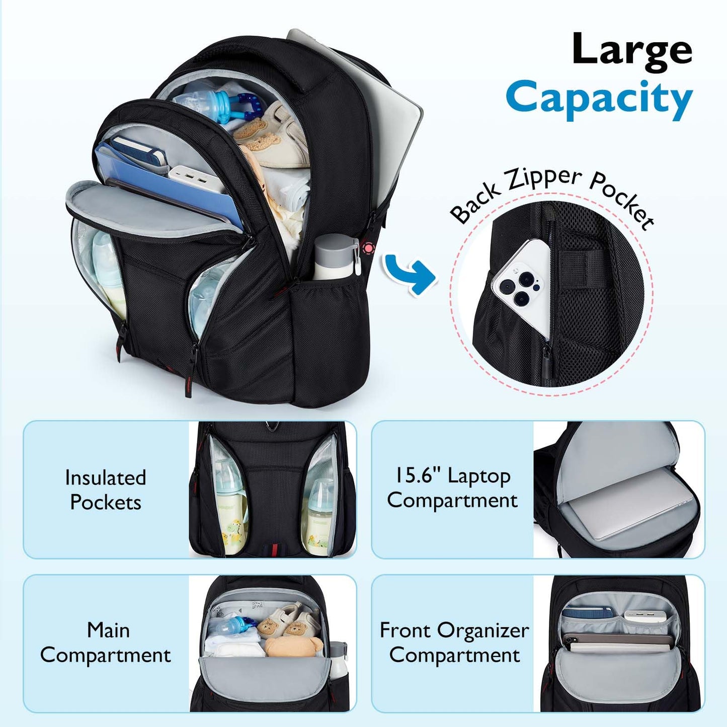 Dad Diaper Bag Backpack with Insulated Pockets