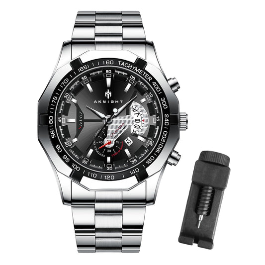BY BENYAR AKNIGHT Watches for Men Quartz Movement Watch，Waterproof Luminous Men's Watch, Stainless Steel Strap Business Watches