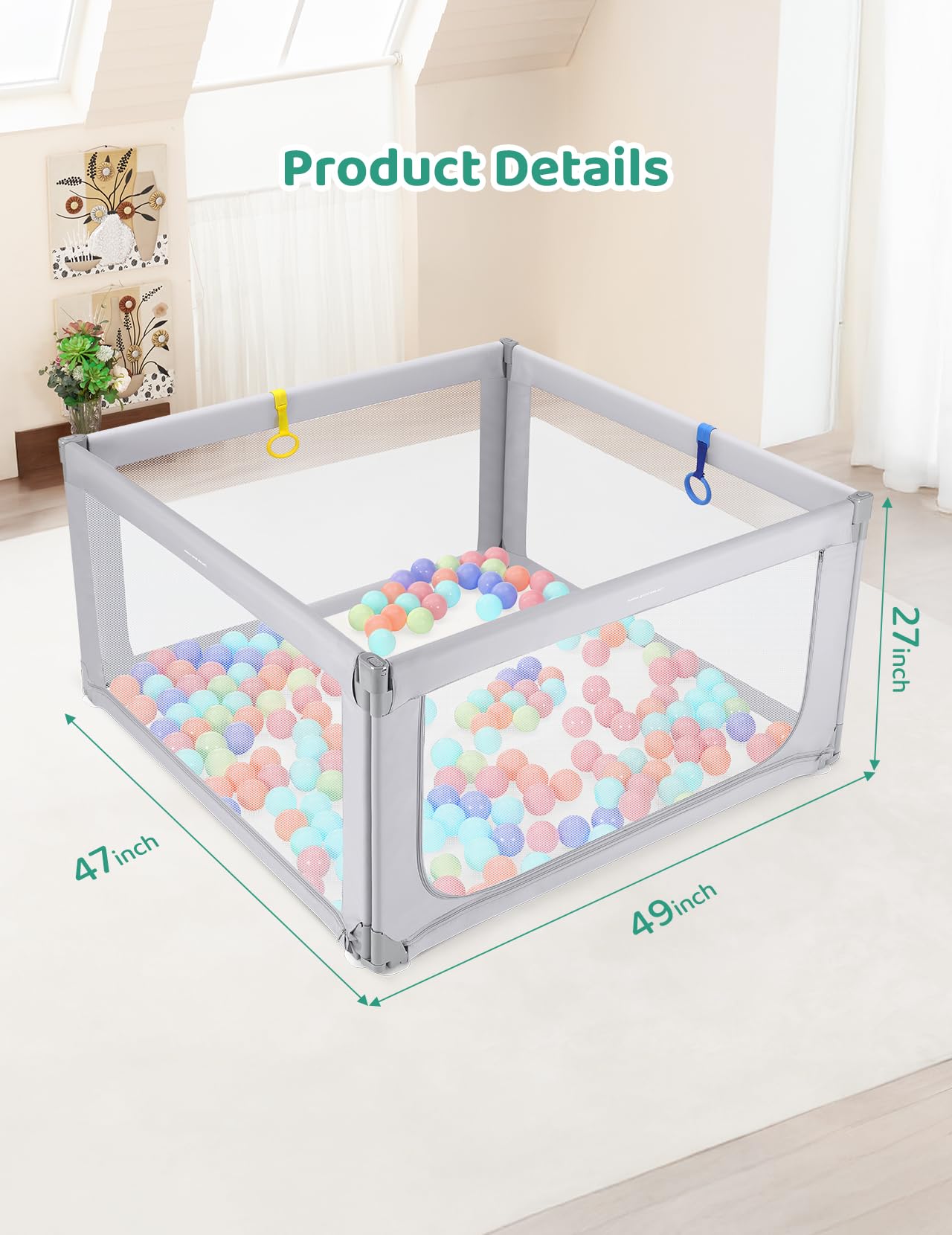 Foldable Baby Playpen with Safety Gate