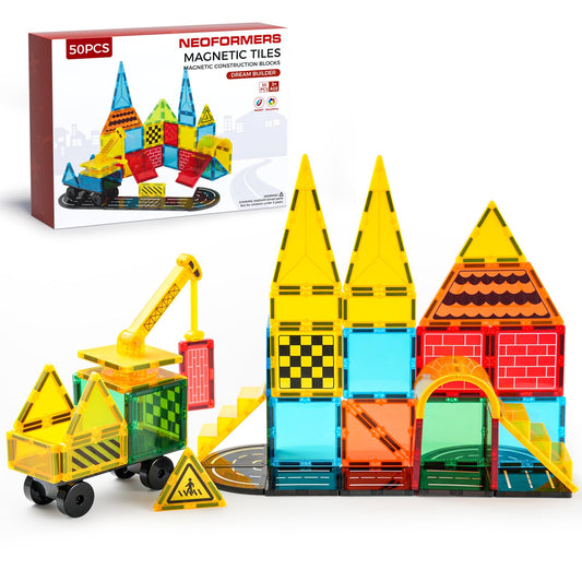 50-Piece Magnetic Tiles Set for Kids