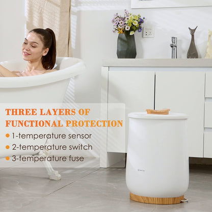 Keenray Bucket Style Towel Warmers, Luxury Bucket Towel Warmer, Large Towel Warmer for Bathroom, Auto Shut Off, Fits Up to Two 40"X70" Oversized Towels, Bathrobes, Blankets, PJ's and More, White, CL1