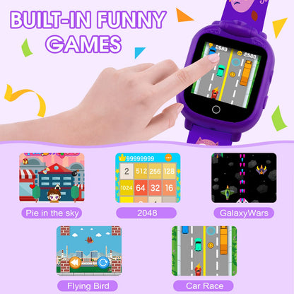 PROGRACE Kids Watch Girls Gift - Kids Watch Toddler Watch with Games 90° Rotatable Camera Music Alarm Pedometer Flashlight Calculator Touch Screen Digital Wrist Watch Gifts for 4-12 Years Old