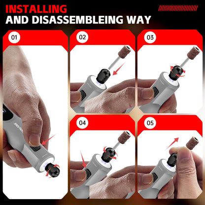 Power Rotary Tools - 3.7V Rotary Tool Kit 70 Accessories, Rotary Tool Cordless 5 Speeds Settings LED Indicator Light 5000-20000 RPM, Multi-Purpose Mini Grinder for Pet Grooming/Polishing/Sanding Tool