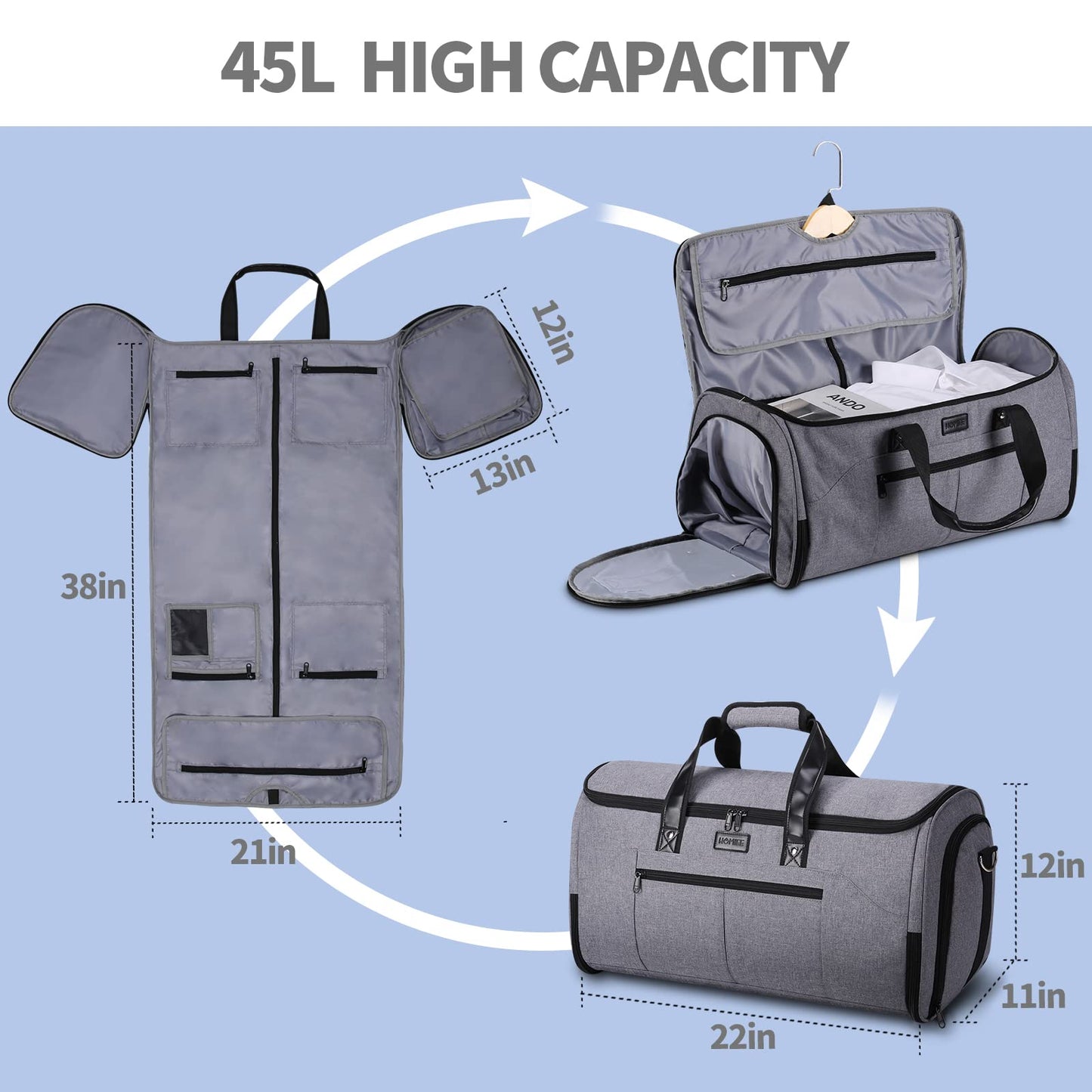 HOMIEE 2-in-1 Garment Travel Duffel Bag