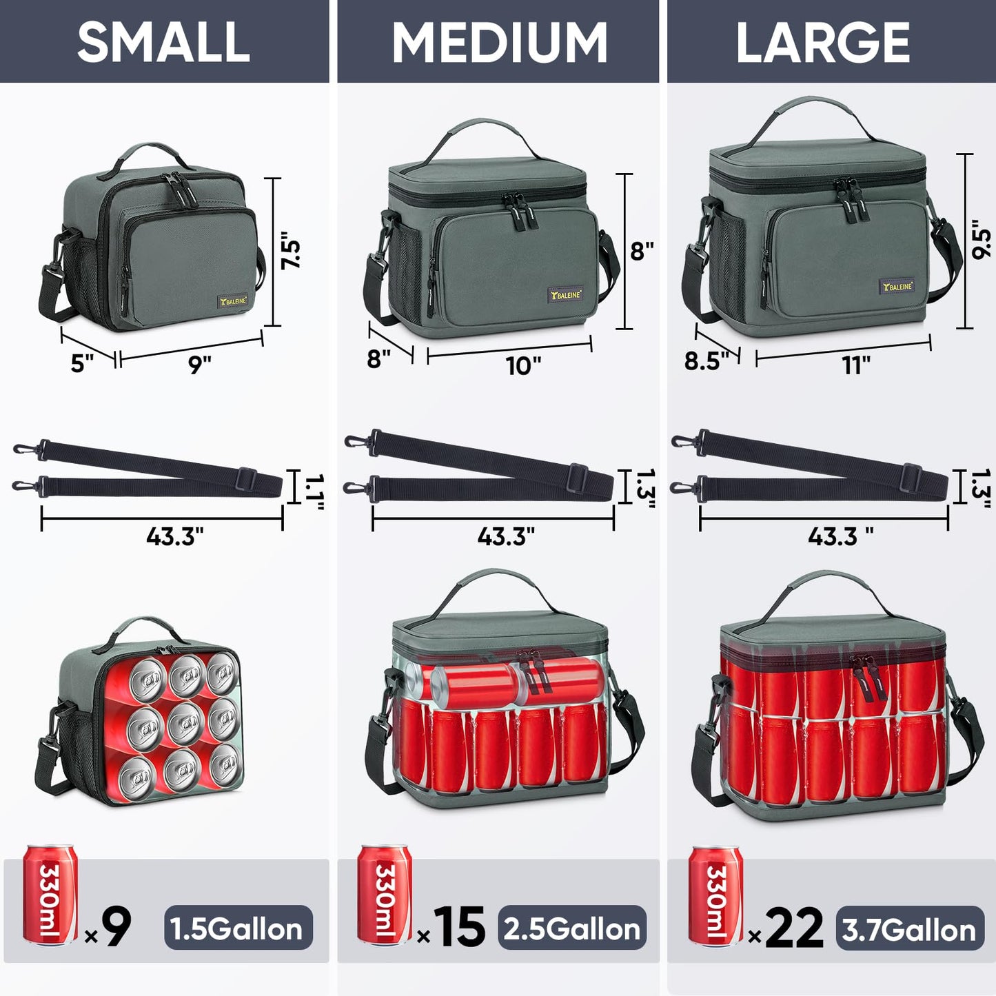 Insulated Lunch Bag with Adjustable Shoulder Strap
