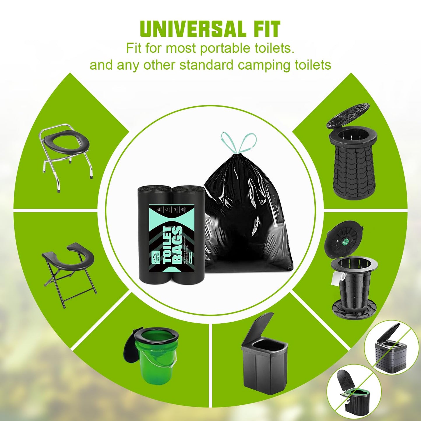 Sckee 50 Pack Heavy-Duty Waste Liners with Drawstring