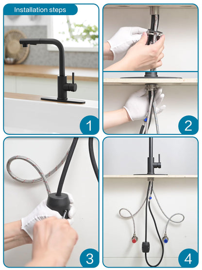 JOOM Black Pull Down Kitchen Faucet with Sprayer