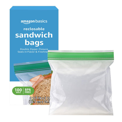 Amazon Basics Double Zipper Sandwich Storage Bags