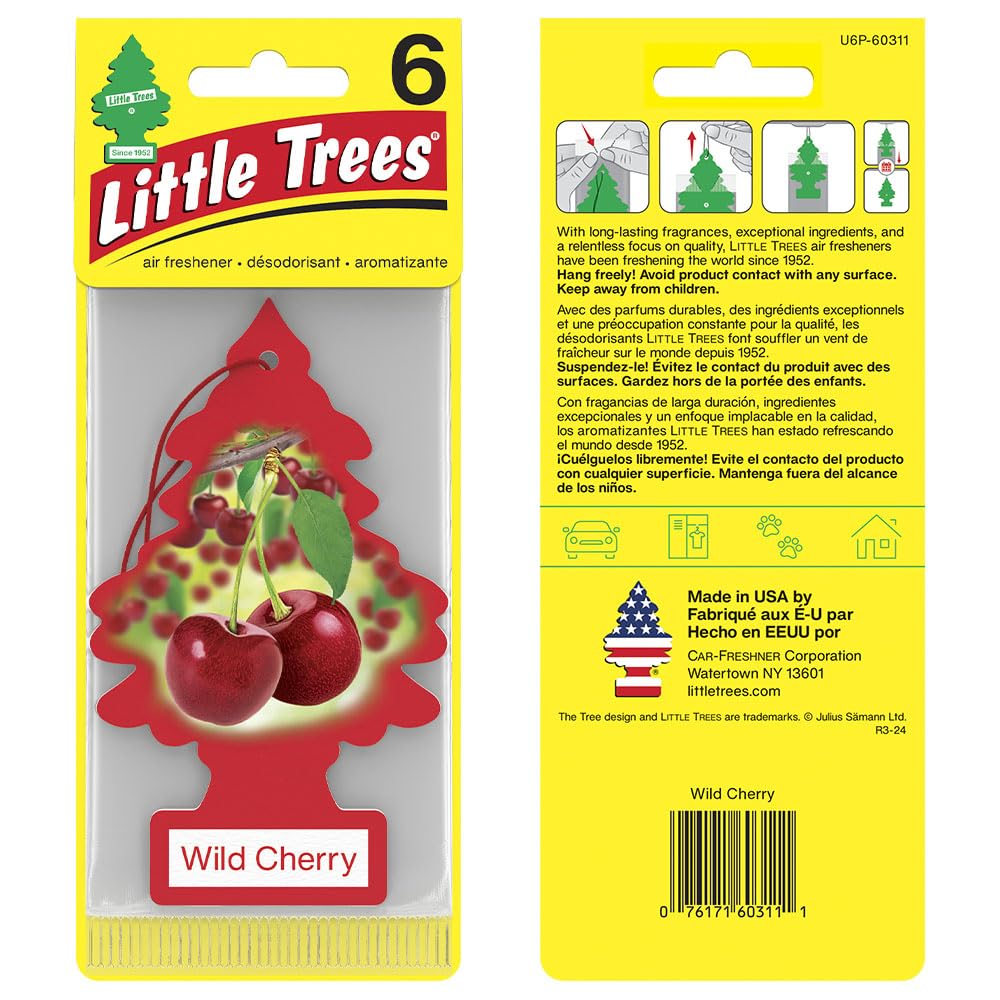 LITTLE TREES Air Fresheners Car Air Freshener. Hanging Tree Provides Long Lasting Scent for Auto or Home. Wild Cherry, 24 Air Fresheners