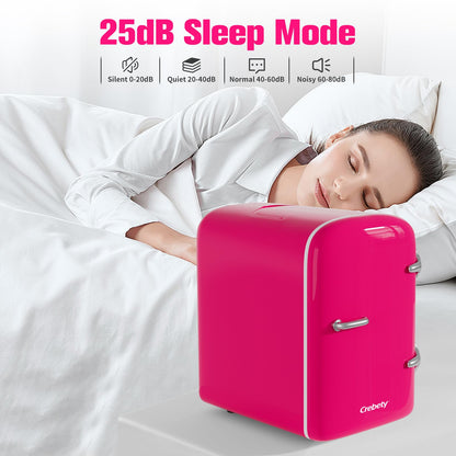 Skincare fridge - mini fridge refrigerator 4 Liter/6 Can Capacity, Cooler and Warmer, for Refrigerating Makeup, Skin care and Food, Mini Fridge for Bedroom, Office and Car, Pink