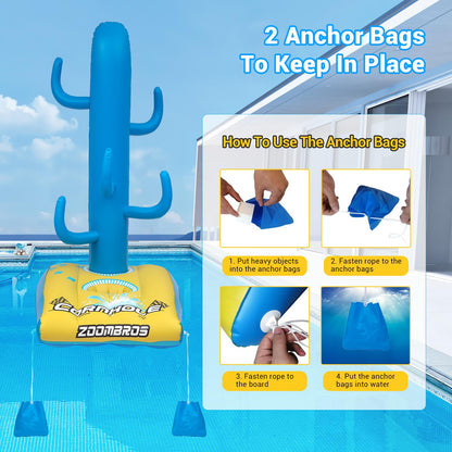 2in1 Cornhole Set with 6 Bean Bags & 6 Ring Toss Games Inflatable Pool Toys