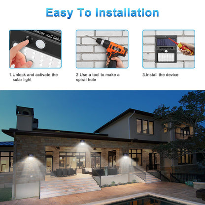 Solar Lights Outdoor [6Pack/3Modes], Solar Security Lights Solar Motion Sensor Lights Wireless Waterproof Outdoor Lights for Garden Fence Patio Garage