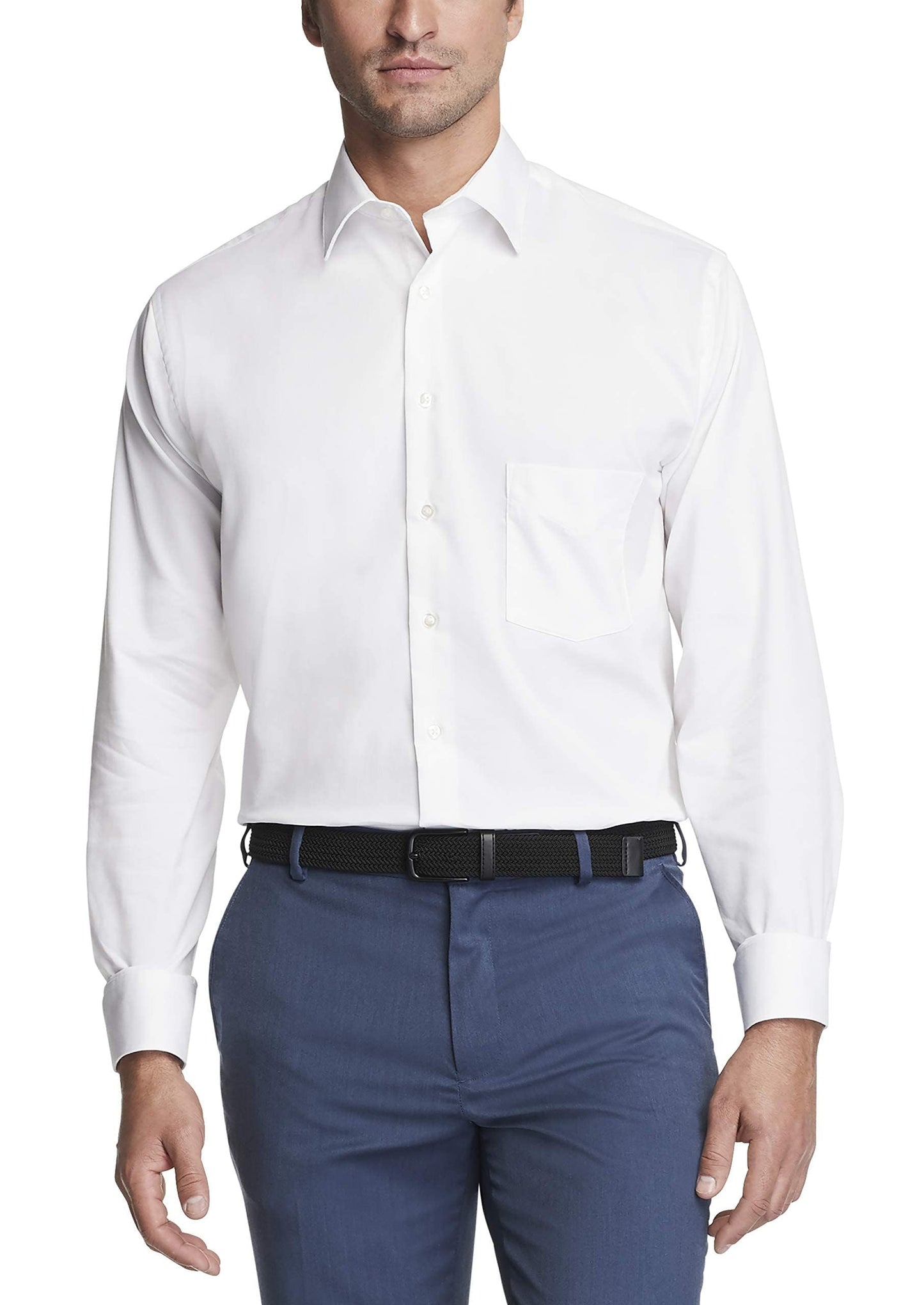 Van Heusen Men's Dress Shirt Slim Fit Stain Shield Stretch, White, 14"-14.5" Neck 32"-33" Sleeve