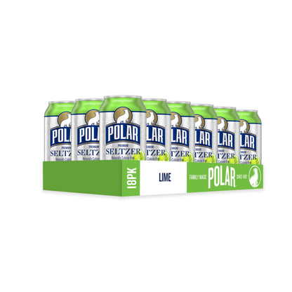 Polar Seltzer Water Lime, 12 fl oz cans, 18 pack