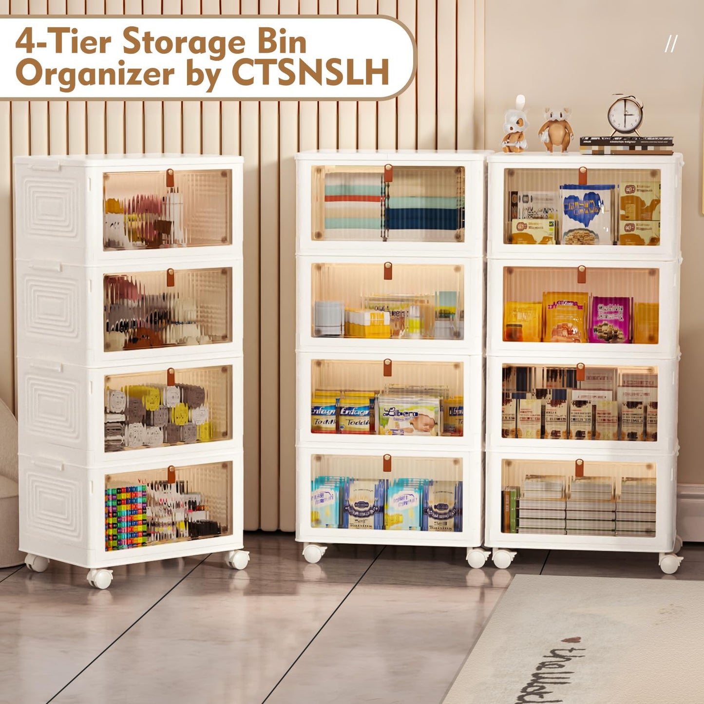 4-Tier Stackable Storage Bins with Lids