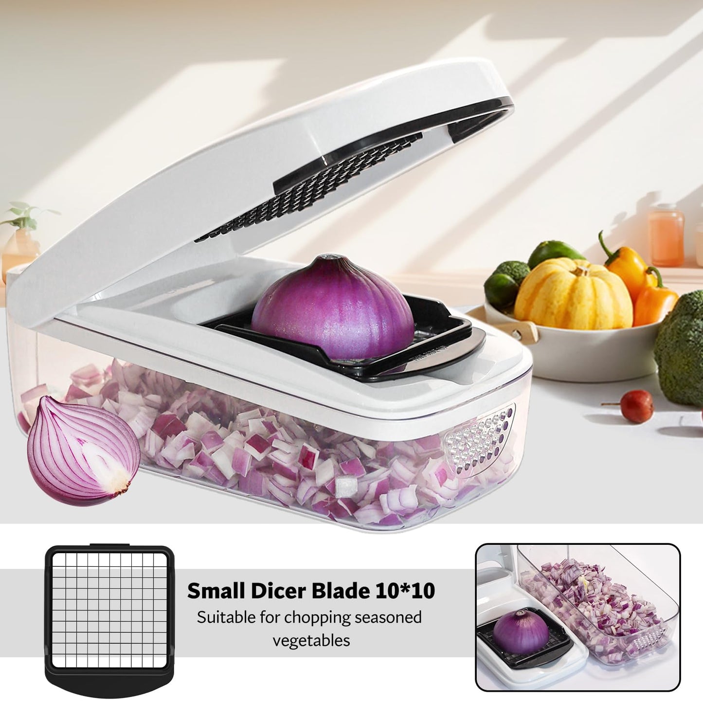 KITIDEA Vegetable Chopper with Container and Dicer