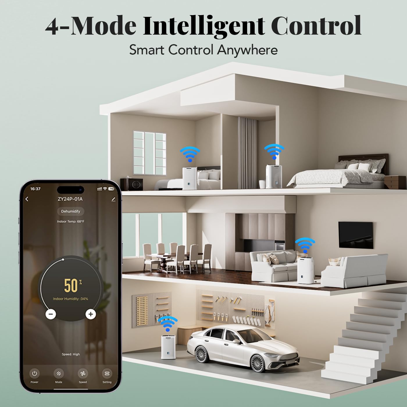 90 Pint Pauvoern Smart Wifi Dehumidifier for Home