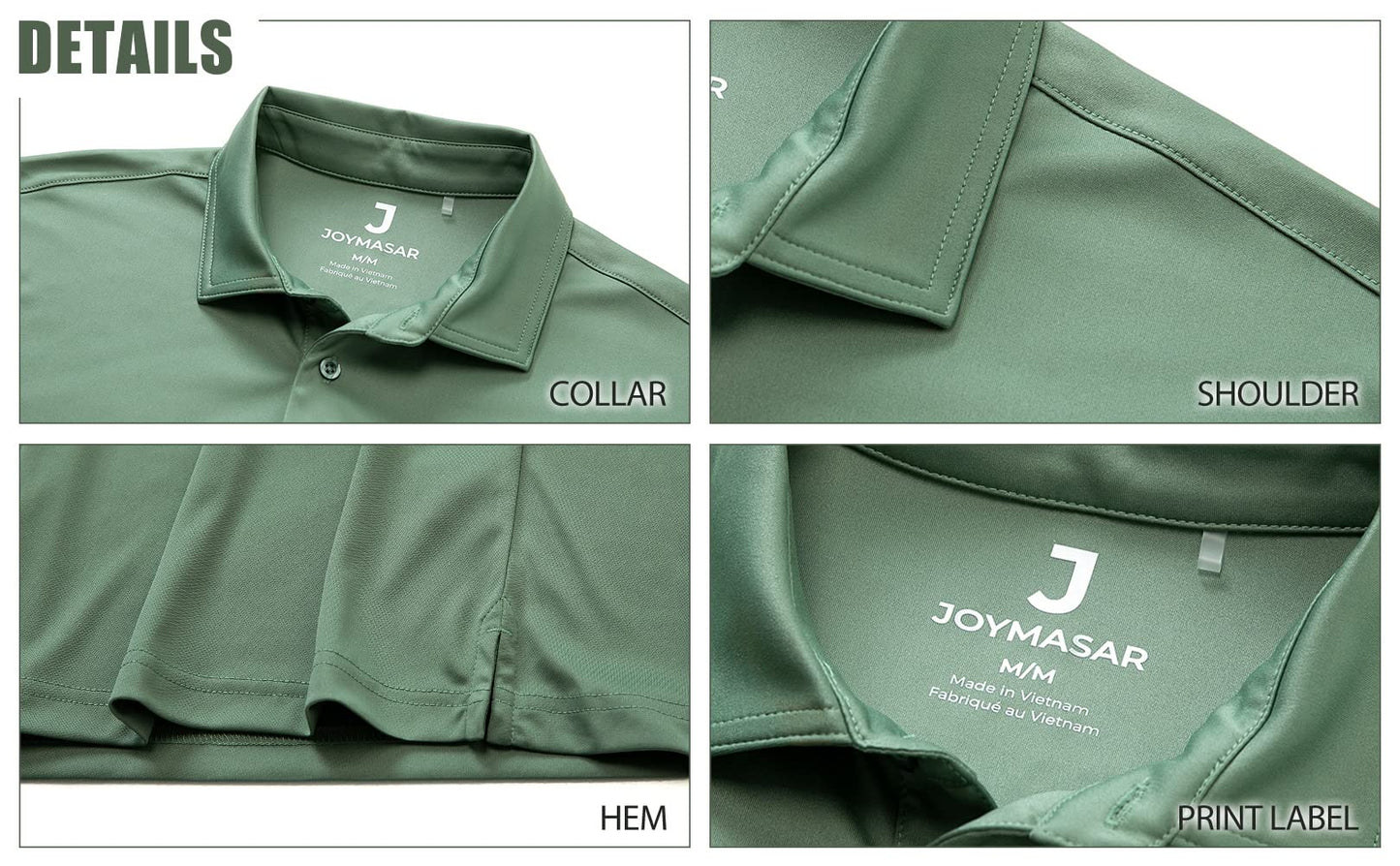 JOYMASAR Mens Summer Athletic Golf Polo Shirts - Short Sleeve Workout Casual Polos Quick Dry Tennis T-Shirt White