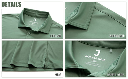 JOYMASAR Mens Summer Athletic Golf Polo Shirts - Short Sleeve Workout Casual Polos Quick Dry Tennis T-Shirt White