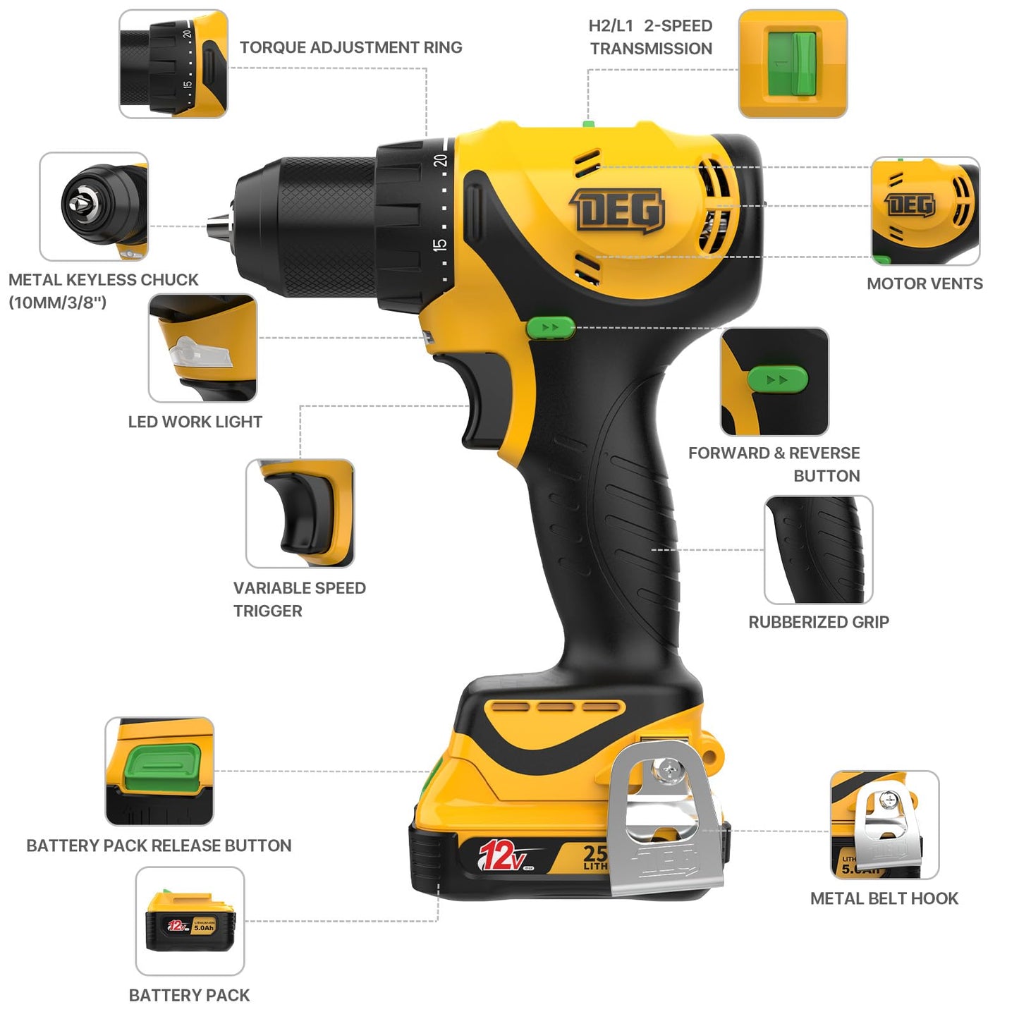 Cordless Drill Set with Battery & Charger