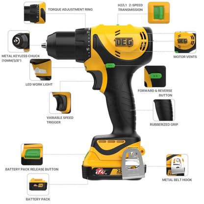 Cordless Drill Set with Battery & Charger
