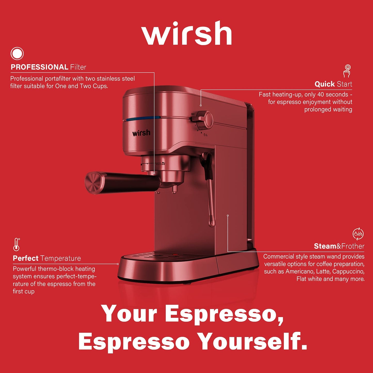 Espresso Machine 20 Bar with Removable Tank