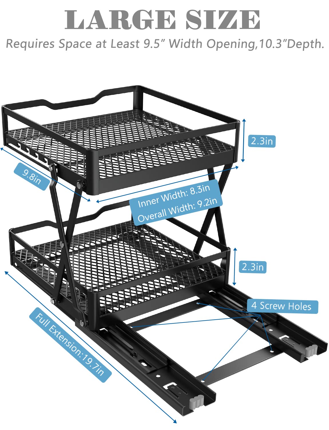 Pull Out Spice Rack Organizer - 2 Tier Metal