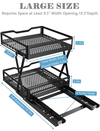 Pull Out Spice Rack Organizer - 2 Tier Metal