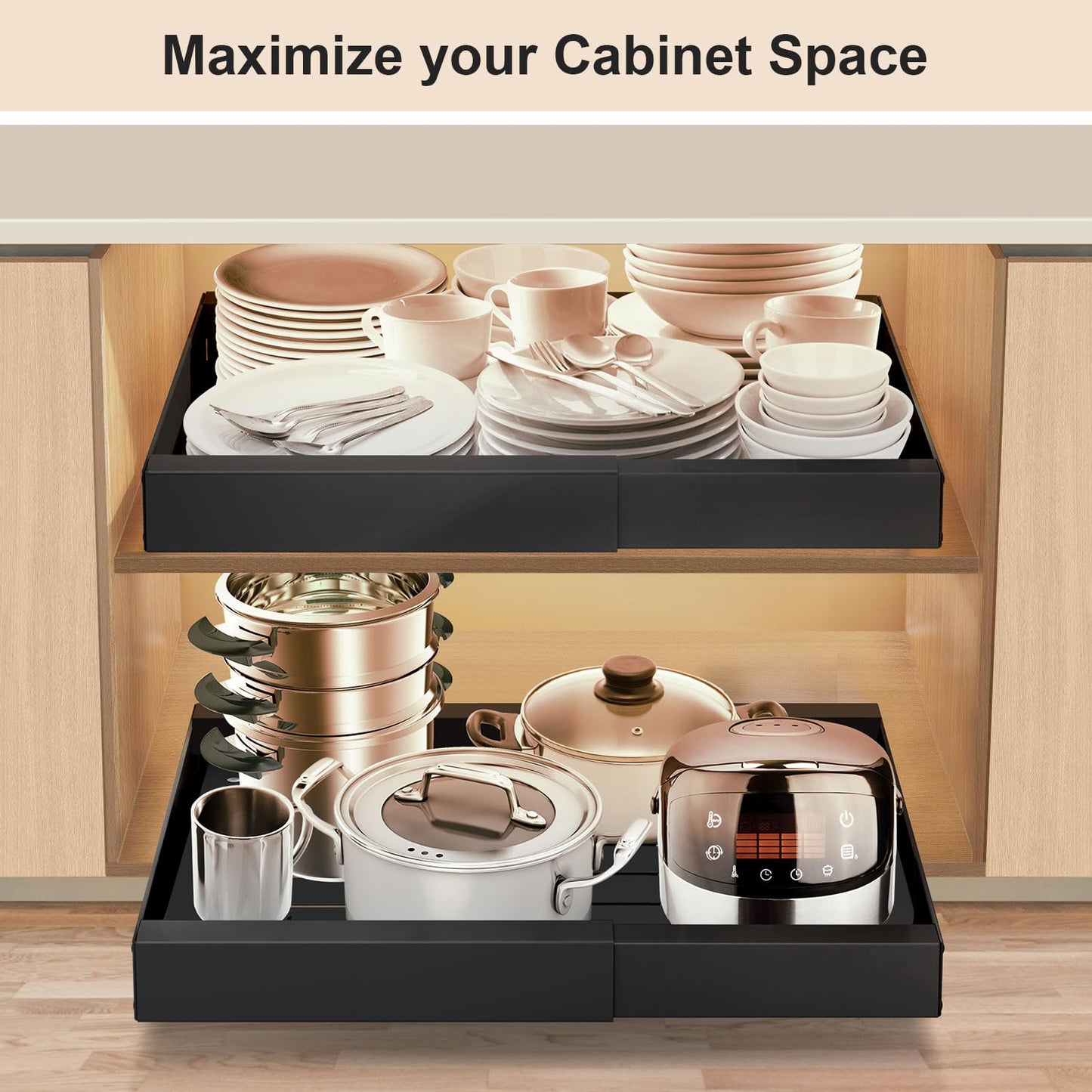 Expandable Pull Out Cabinet Organizer for Kitchen