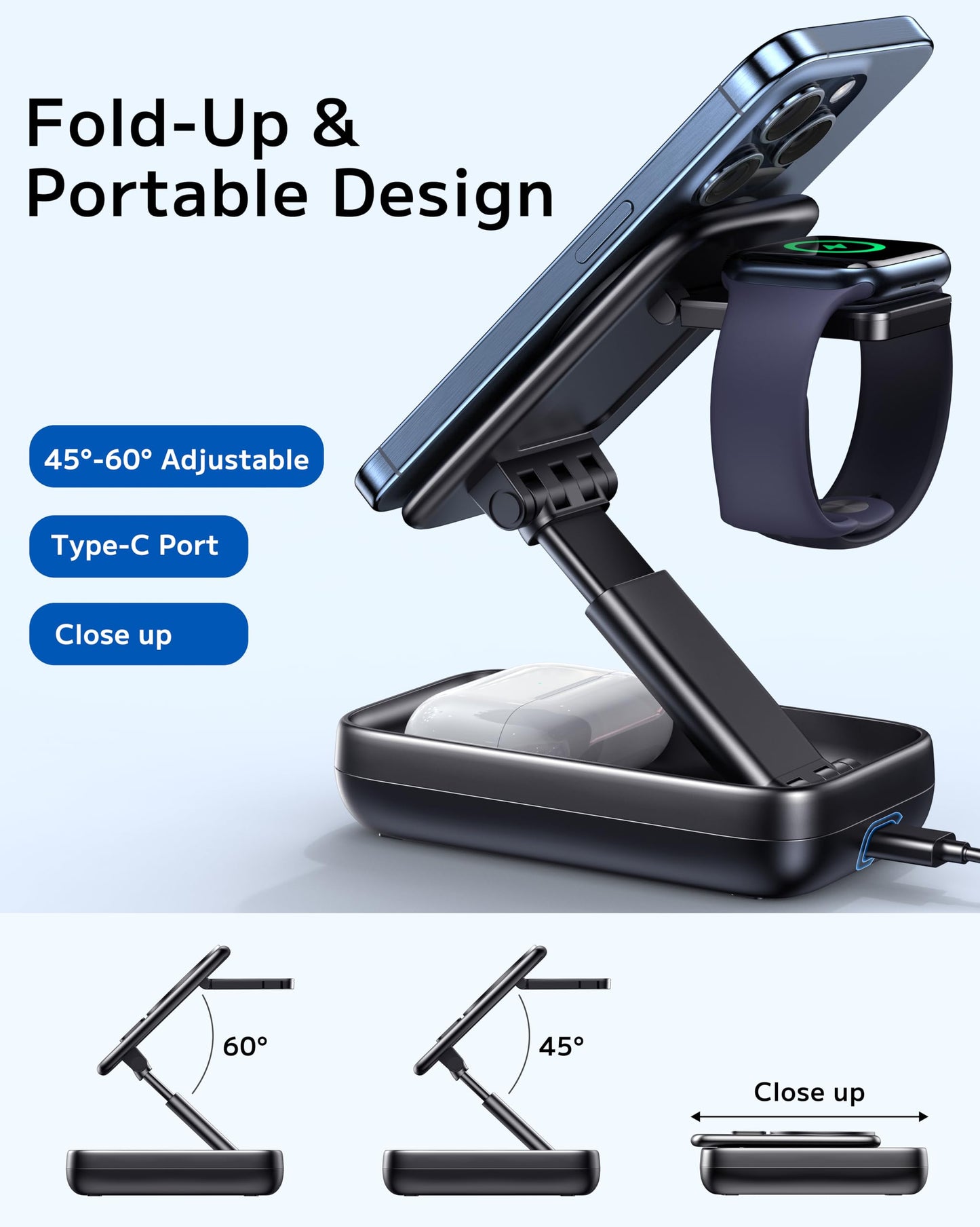 3 in 1 Wireless Charging Station for Apple Devices