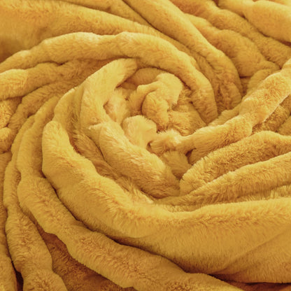 NEXHOME PRO Faux Fur Throw Blanket, Cozy Fluffy Soft Blanket or Couch Sofa Bed Living Room Decorative, Reversible Puffy Thick Warm Blanket for Winter 50"X60" Orange