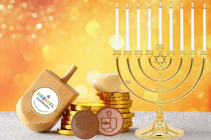 The Dreidel Company Menorah with Traditional Star Antique Gold Finish, Full Size 7" Inch