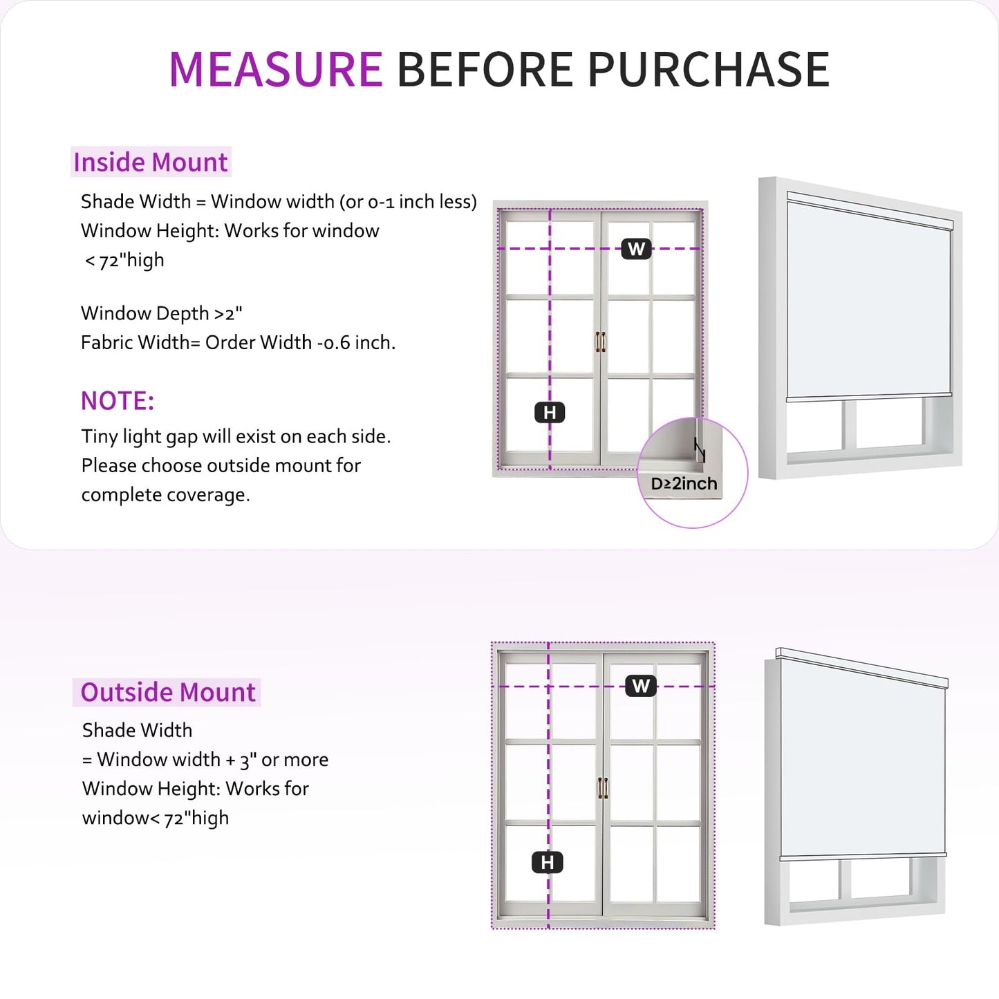 Astomi Cordless Blackout Window Shades, 20" x 72"