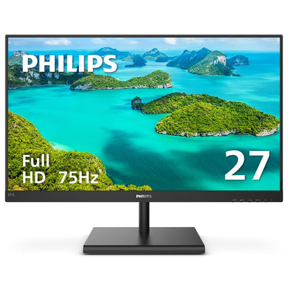 PHILIPS 271E1S 27" Frameless Monitor, Full HD IPS 1080P IPS, 124% sRGB, FreeSync 75Hz, VESA, 4Yr Advance Replacement