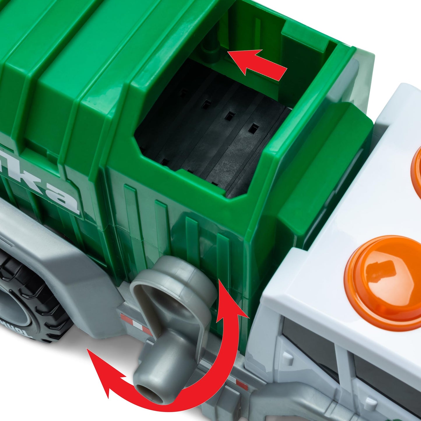 Tonka, Crank and Haul Garbage Truck- Made with Sturdy Plastic, White and Green Kid Powered Toy Construction Truck, Ages 3+ Boys and Girls, Kids, Toddlers, Christmas Birthday Gifts