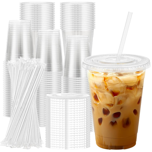 100 Pack Lamosi Clear Plastic Cups with Lids