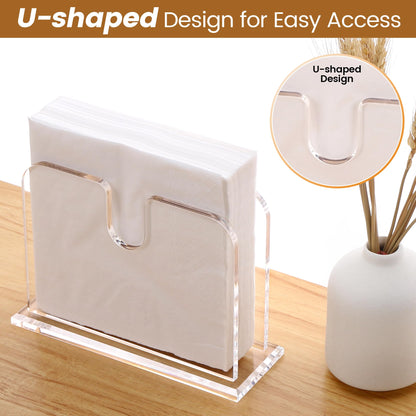 Napkin Holder for Table, Acrylic Napkin Holder for Paper Napkins, Standing Napkin dispenser, Clear Napkin Holders for kitchen Dining Decor