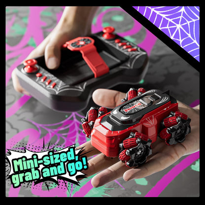 Spider Remote Control Car, Waterproof Mini 4WD Amphibious RC Car Fits Inside Remote, Dual Tires for Land & Water, 360°Spins, 50-Min Runtime W/ 2 Batteries, Boat Toy for Pool Lake Beach, Gift for Kids
