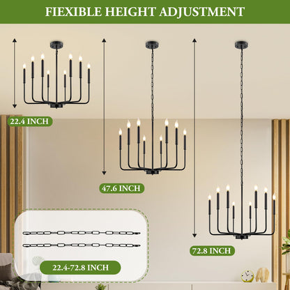 8-Light Industrial Chandelier for Dining Room
