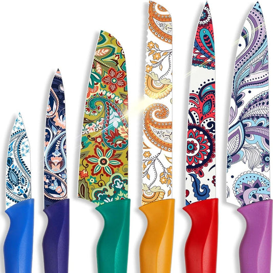 Paisley Pattern Dishwasher Safe Stainless Steel Knife Set