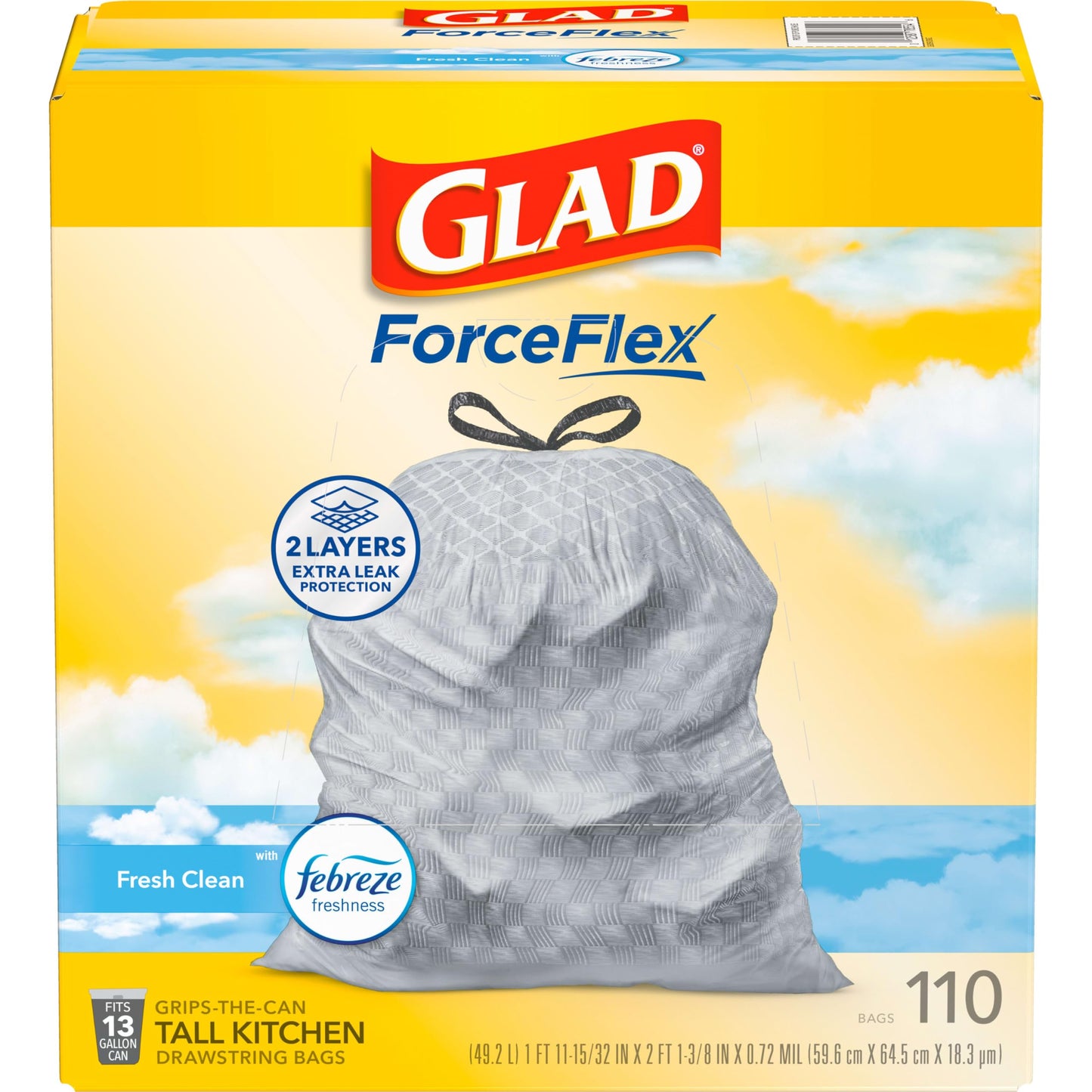 Glad 13 Gallon Odorshield Trash Bags, 110 Count
