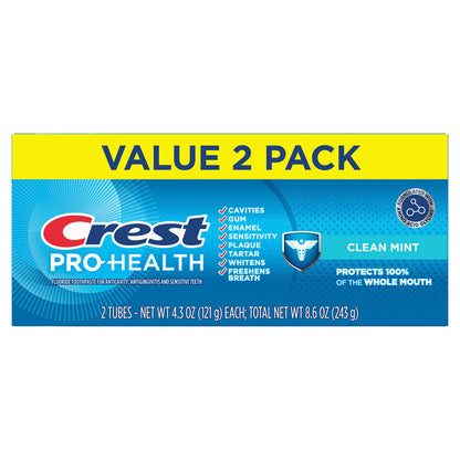 Crest Pro-Health Clean Mint Toothpaste (4.3oz) Twin Pack
