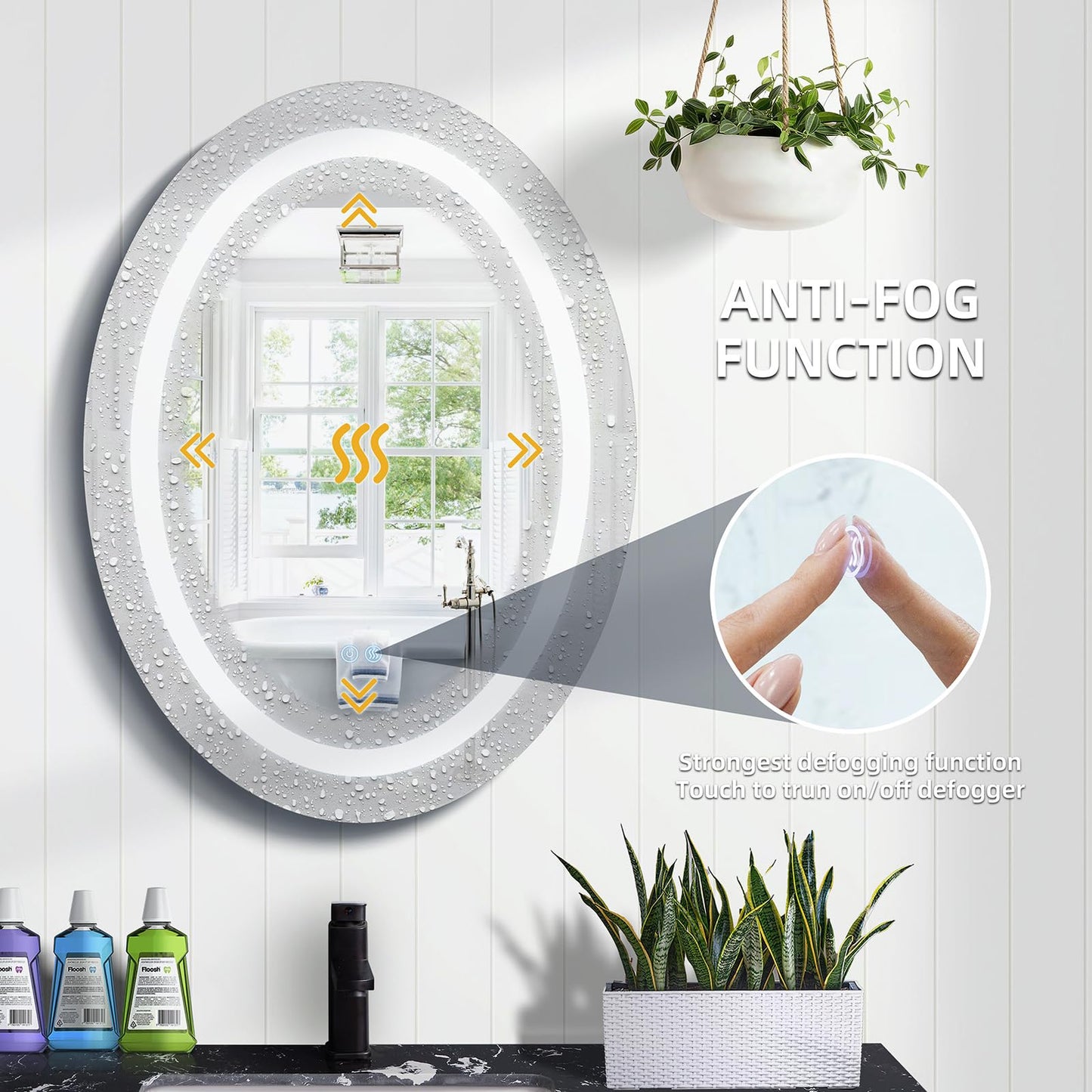 Homebay 31.5 x 23.6 Inch Bathroom LED Vanity Mirror,Dimmable Front Light,Anti Fog Wall Mounted Makeup Mirror Oval, 3 Colors (30K/40K/60K) Adjustable, CRI 90+… B0C96KPKZW