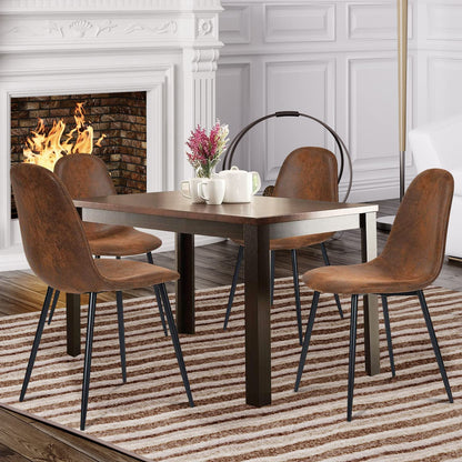 Modern Brown Suede Dining Chairs Set of 4